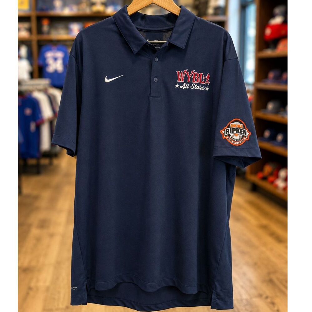 Nike Dri-FIT All Stars Baseball Polo Navy Athletic Performance Shirt Cal Ripkin